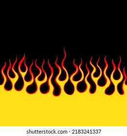 The fire. Flame tongues on a black background .Vector seamless pattern.