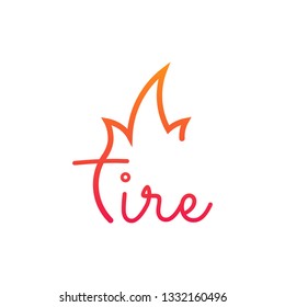 Fire or flame typographic Logo. Vector illustration isolated on white background.