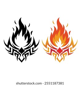 Vector de la llama del fuego, Vector abstracto del fuego, diseño tribal del tatuaje del fuego e icono del diseño del logotipo