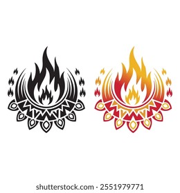 Fire flame vector, abstract fire vector, tribal fire tattoo design and logo design icon