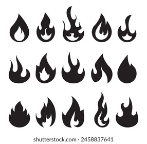 Fire Flame vector elements collection. Vector isolated on white.