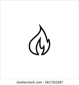 Fire flame vector icon. Logo design. Black outline isolated on a white background. Design element for a website or mobile app.