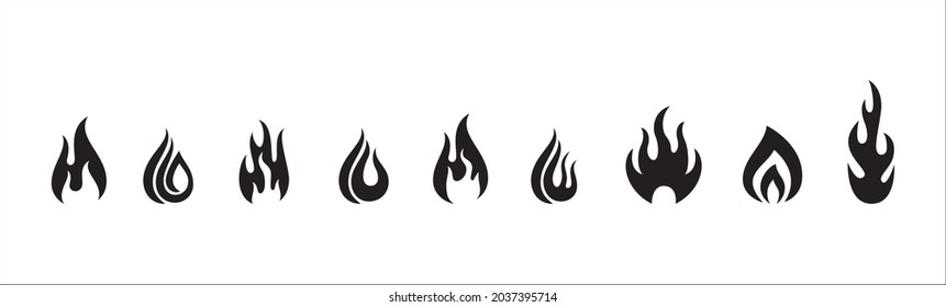 Fire flame vector icon set. Fire blaze simple flat icons set. Vector stock graphic design