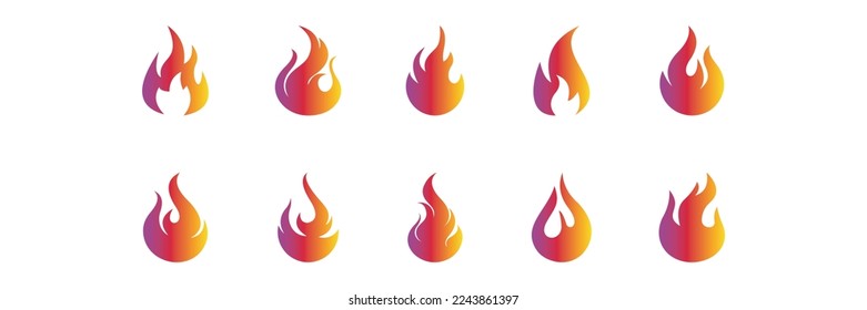 Fire flame vector icon set design. Modern vector icon design