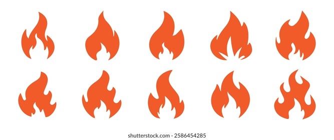 Fire flame vector icon set. Fire flame icon. Vector illustration eps 10