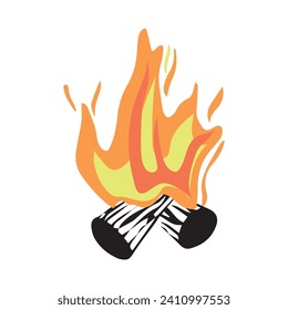 fire flame vector icon. Fire silhouette illustration. Black and white image of fire.