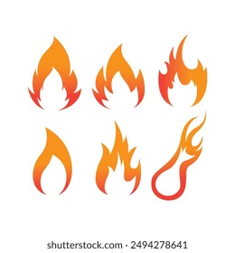 Fire flame vector icons. Flaming badge. Igniting border and lines. Stock vector illustration.