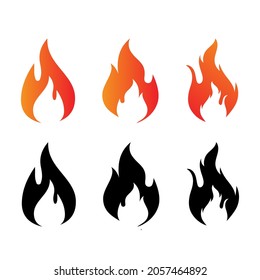 Fire and flame vector icons set