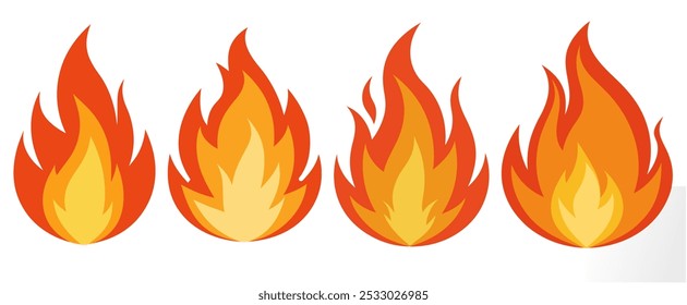 fire flame vector illustration. cartoon fire icon set (eps) on white	