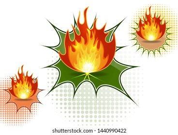 Fire flame vector illustration design template. Cartoon style. Vector illustration for your design.