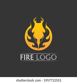 Fire flame vector illustration design template, fire logo, hot, orange
