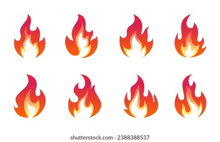 Plantilla de diseño de ilustración de vector de llama de fuego. Elemento de conjunto de iconos de llamas de fuego.