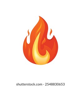 Ilustración vectorial de llama de fuego. Emoticono de fuego de alta calidad aislado sobre fondo blanco