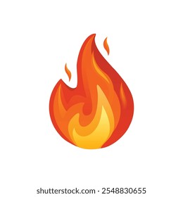 Fire flame vector illustration. High quality fire emoticon isolated on white background