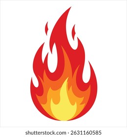 Fire flame vector illustration. High quality fire emoticon isolated on white background
