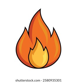 Fire flame vector illustration isolated on white background.