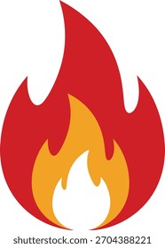 Feuerflamme, Vektorgrafik einzeln auf einfachem, flachem Design eines Feuersymbol