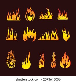 Fire flame vector Illustration on a color background