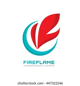 Fire flame - vector logo concept illustration in flat style. Abstract red shape icon sign. Design element.