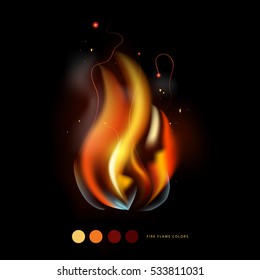 fire flame vector on a black background