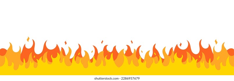 Fire flame vector pattern line frame. Fire flat simple border design background illustration