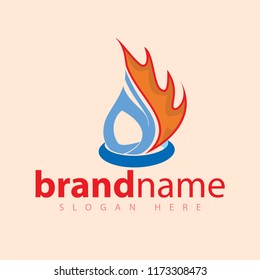 fire flame and water droplet logo vector template