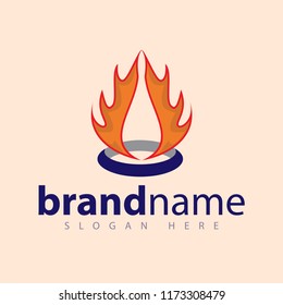 fire flame and water droplet logo vector template