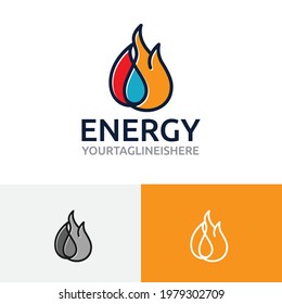 Fire Flame Water Oil Energy Business Logo.