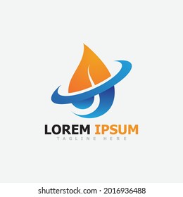 Fire flame and water vector illustration design template
