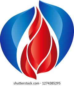 Fire, flame and water waves logo