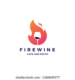 fire flame wine logo icon