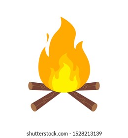 Fire flame with wood vector. illustration of fire isolated on white background
