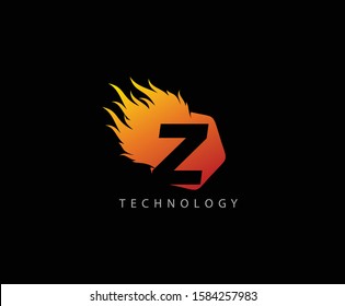 Fire Flame Z Letter Logo Icon 