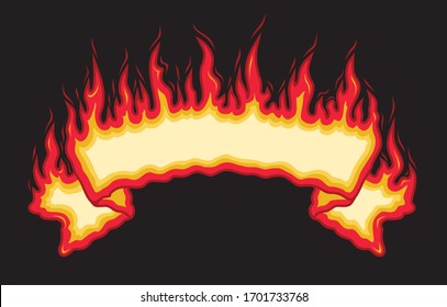 Fire Flames Banner is an illustration of an top arched flaming fire banner with open space for you to add your own text. Great promotional image for firefighters, cookouts, barbecues and parties.