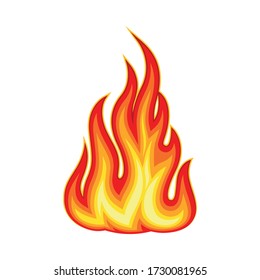 Fire Flames with Bright Orange Blazing Tongues Vector Illustration