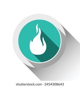 Fire flames, button with shadow in circle shape