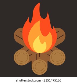 fire and flames in fire camp vector illustration