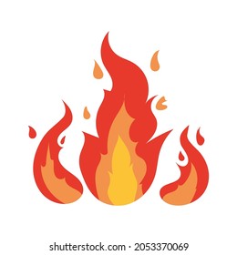 Fire flames campfire, bonfire flames, icon. Vector illustration cartoon style