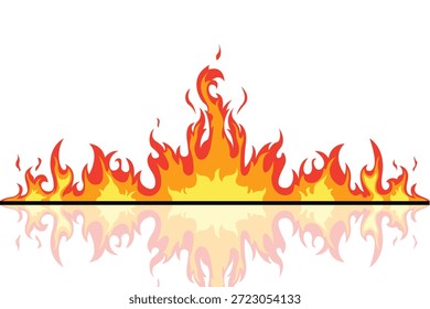 Feuerflammen, Lagerfeuer, rote feurige Flammen, einzelne Vektorgrafik-Set.	