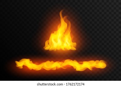 Llamas de fuego, fogatas, ilustración vectorial.