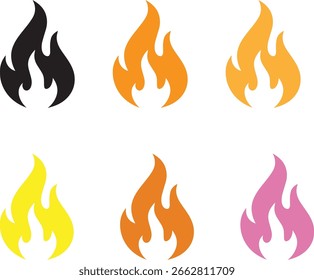 Llamas de fuego Iconos coloridos del fuego