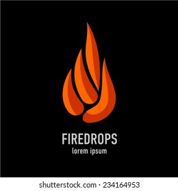 Fire flames in a drop shape logo template