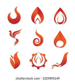 Fire Flames Element Emblem Symbol Set