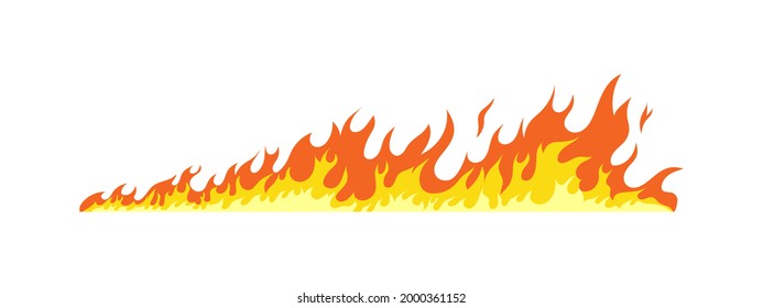 Fire Flames. Flammable Line Blaze Hot Temperature. Vector Fire Flames