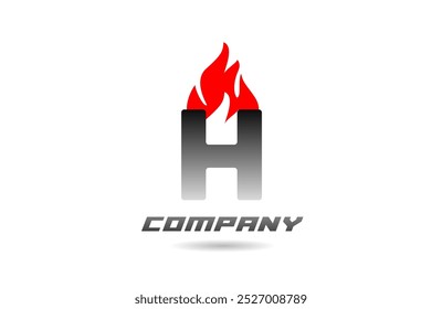 Feuerflammen H roter Buchstabe Alphabet Logo-Design mit schwarzem Farbverlauf für Unternehmen und Unternehmen