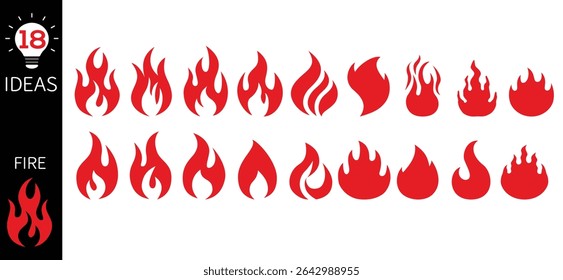 Fire flames icon collection. Fire flames. Flame symbols.