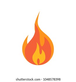 Fire flames icon isolated on white background. Simple silhouette of fire. Vector Illustration.