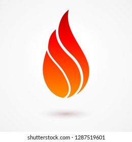 Fire Flames Icon. Logo Design Template. Icon Illustration for Design with Shadow Effect