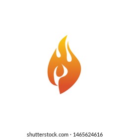 Fire flames icon logo design vector template