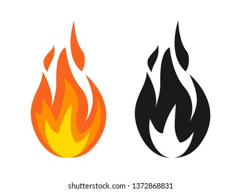 	
Fire flames icon set. Cartoon vector illustration.